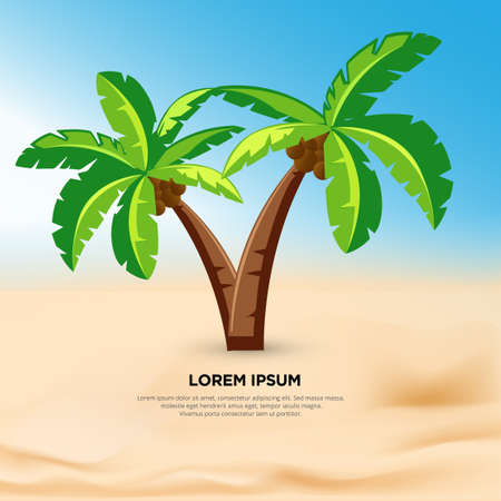 Fresh palm tree design isolated on beach background vectorのイラスト素材