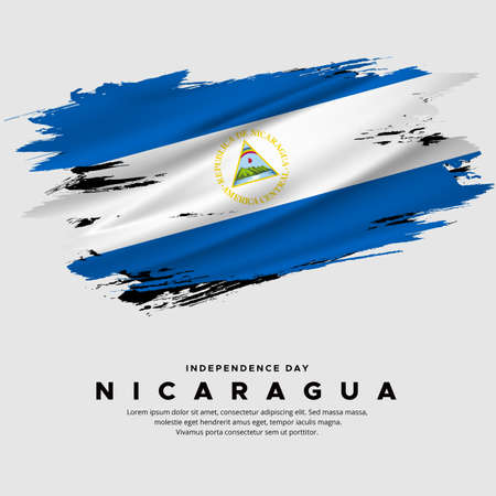 New design of Nicaragua independence day vector. Nicaragua flag with abstract brush vectorのイラスト素材