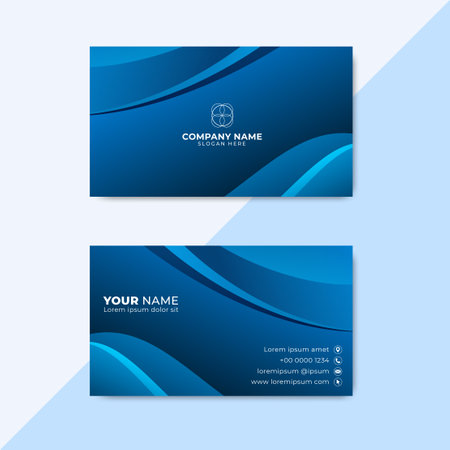 Blue wavy Business Card Template. Creative Business Card vectorのイラスト素材