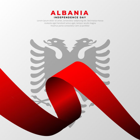 Amazing Albania Independence day design background with wavy flag vector. Albania Unity day design vector.のイラスト素材