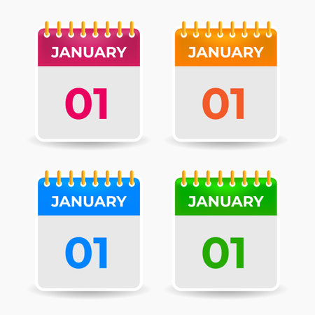 Collection of modern and colorful calendar design vectorのイラスト素材
