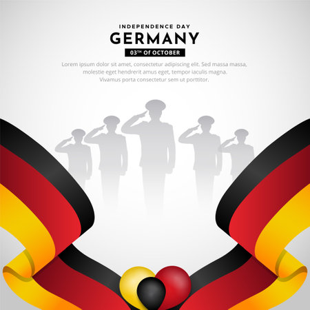 Celebration Germans Independence day design background with soldiers silhouette vector.のイラスト素材