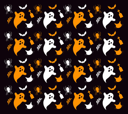 Cute Halloween pattern design vector. Modern monster costume pattern design template vectorのイラスト素材
