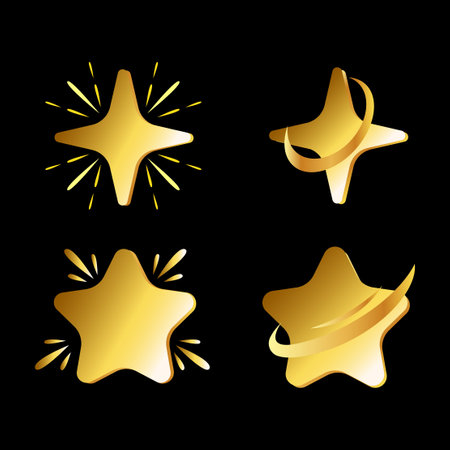 Collection of shiny gold stars vectorのイラスト素材