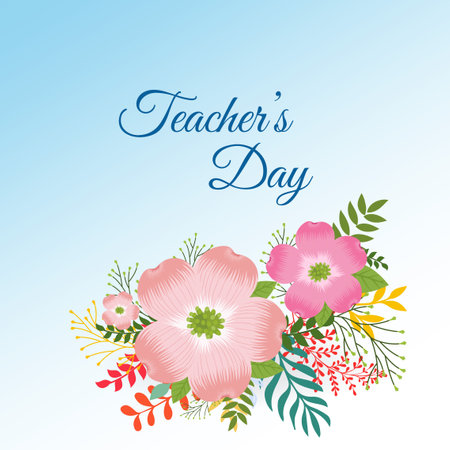 Happy International Teacher's Day design background with flower and floral vectorのイラスト素材