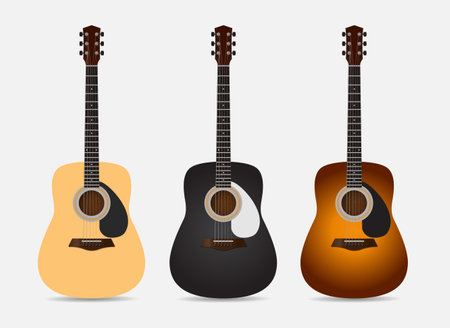 Collection of guitar design icon vector. Wonderful guitar cartoon vectorのイラスト素材