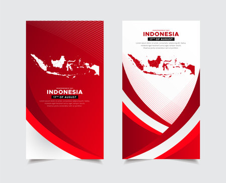 Indonesia independence day template stories with indonesia maps vector.のイラスト素材
