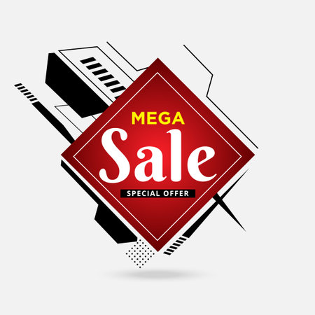 Mega sale special offer banner. Mega sale for online shopping vector illustration.のイラスト素材