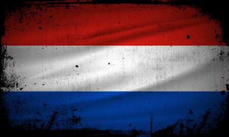 New Abstract Netherlands flag background vector with grunge stroke style. Holland Independence Day Vector Illustration.のイラスト素材