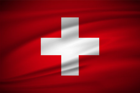 Elegant realistic Switzerland flag background. Switzerland Independence Day design.のイラスト素材