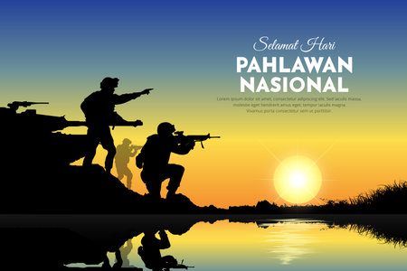 Celebration of heroes day of Indonesia design vector. Hari Pahlawan is Indonesian Heroes dayのイラスト素材