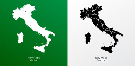Collection of silhouette Italy maps design vector. Silhouette Italy maps vectorのイラスト素材
