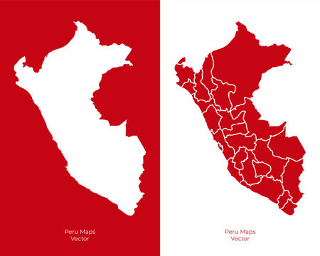 Collection of silhouette Peru maps design vector. Silhouette Peru maps vectorのイラスト素材