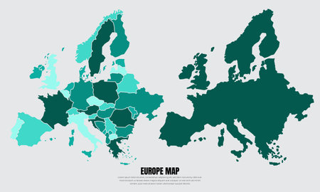 Collection of silhouette Europe maps design vector. Europe maps design vectorのイラスト素材