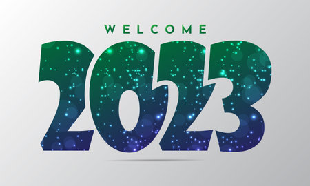 Gradient New Year 2023 design background with sparkling glow effect. Twenty Twenty Three vector designのイラスト素材