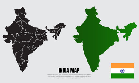 Collection of silhouette India maps design vector. India maps design vectorのイラスト素材