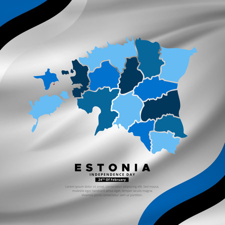 Estonia Independence Day design with wavy flag and sudan maps. Estonia independence Day Vectorのイラスト素材