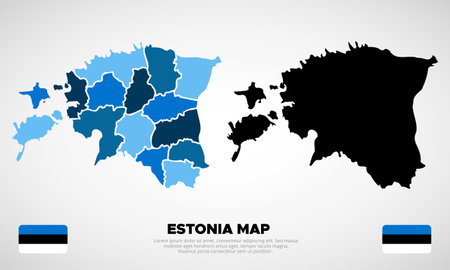 Collection of silhouette Estonia maps design vector. Silhouette Estonia maps vectorのイラスト素材