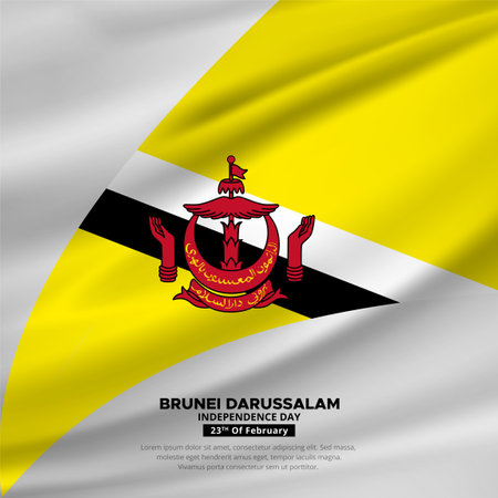 Modern and amazing Brunei Darussalam Independence Day design with wavy flag vectorのイラスト素材