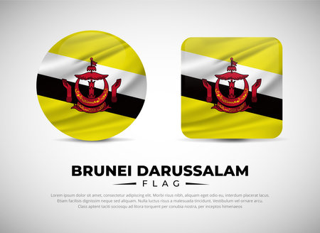 Collection of Brunei Darussalam flag emblem icon. Brunei Darussalam flag symbol icon vectorのイラスト素材