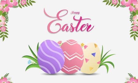 Happy easter design template vector. Design layout for invitation, card, menu, flyer, banner, poster, voucher.のイラスト素材