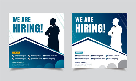 We are hiring design vector for vacant sign Job hiring poster, social media, banner, flyer and Recruitment Poster.
Hiring recruitment open vacancy design vectorのイラスト素材