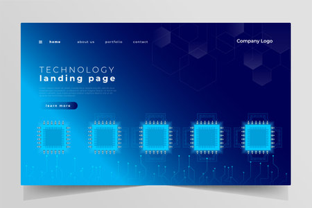 Artificial intelligence landing page template vector.のイラスト素材