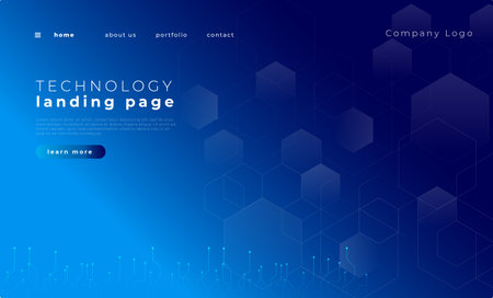 Modern technology landing page template vector.のイラスト素材