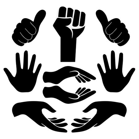 Hand silhouette design vector. Collection of hand silhouette vectorのイラスト素材