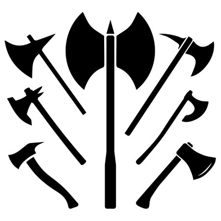 Axe silhouette design vector illustration. Collection of axe, hatchet, chopper design vectorのイラスト素材