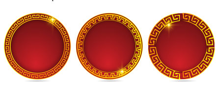 Chinese frame design vector. Collection of cicle frame vectorのイラスト素材