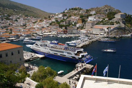Nice view of Hydra, greek islandの写真素材