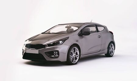 modern metallic gray city car - 3D renderingの写真素材