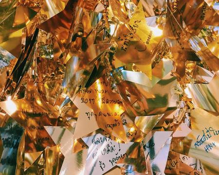 Golden Paper Star a greeting.の写真素材