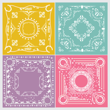 vector illustration cowboy patternのイラスト素材