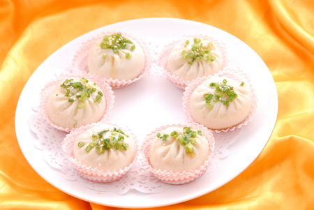 Chinese restaurant dishes - steamed bun の写真素材