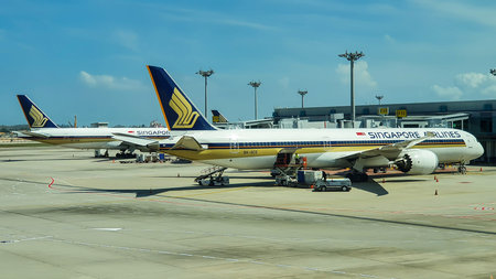 Changi, Singapore - â€Žâ€Žâ€Žâ€Žâ€Žâ€ŽFebruary 13, 2020 : Airplanes Of...