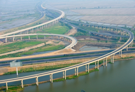 Highway junction, aerialの写真素材