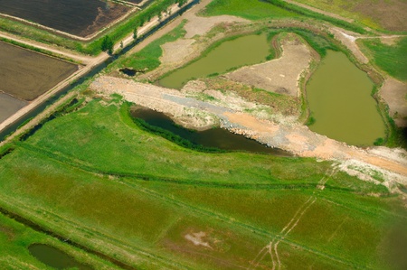 Aerial view of coastal wetlandsの写真素材