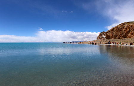 Lake Namtso in Tibet の写真素材