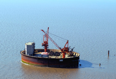 Oil production into the sea from above  のeditorial素材