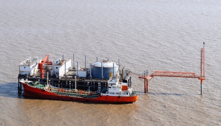 Oil production into the sea from above  のeditorial素材