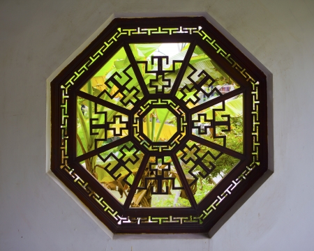 chinese style window in park の写真素材