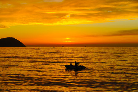 Sunrise at seaの写真素材