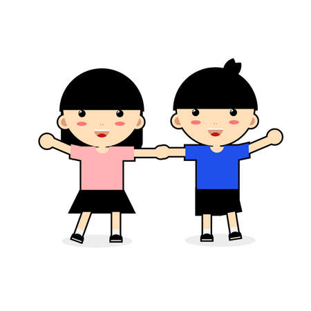 happy brother sister famalyのイラスト素材