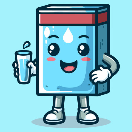 Water Cooler Cartoon Character with a glass of milk. Vector illustrationのイラスト素材