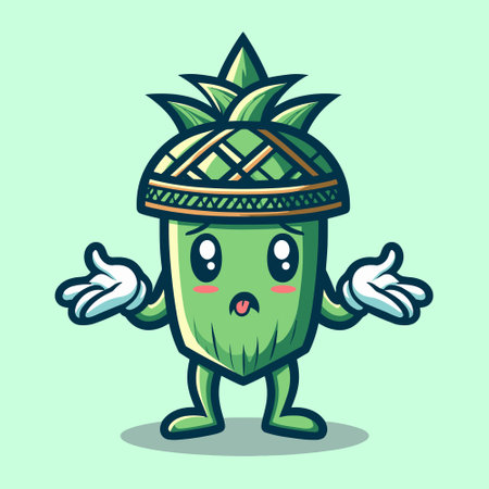 Cute Pineapple character cartoon style vector illustration. Cute pineapples mascot.のイラスト素材