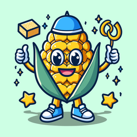 Corn mascot character design, perfect for t-shirt and other uses.のイラスト素材