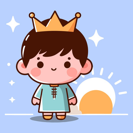 Free vector cute boy celebrate Epiphany day cartoon flat isolatedのイラスト素材