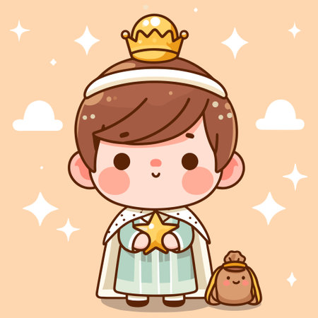 Free vector cute boy celebrate Epiphany day cartoon flat isolatedのイラスト素材